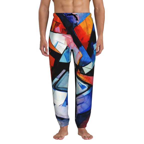 Kdxio Abstract Cubist Printer Pattern Joggers,Sweatpants for Men with Pockets-3X-Large