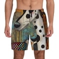 thumbnail image 1 of Kdxio Abstract Dalmatian Art Print Men's Swim Trunks with Compression Liner 7 Inch Inseam Quick Dry Swim Shorts, 1 of 5