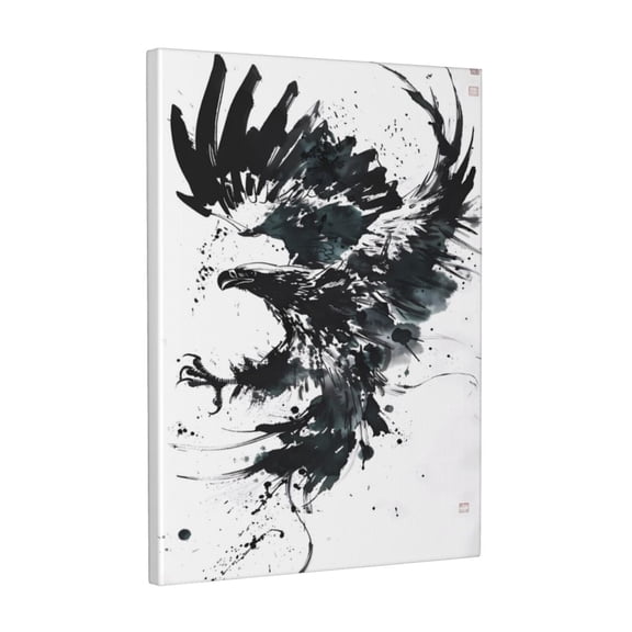 Kdxio Abstract Eagle Ink Pattern Canvas Wall Art 12x16 Inches - Waterproof HD Print Solid Wood Frame for Living Room & Bathroom,Vertical