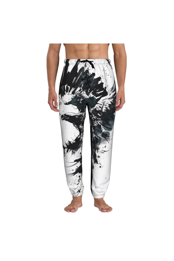 Abstract Eagle Ink Pattern Joggers,Sweatpants for Men with Pockets-3X-Large