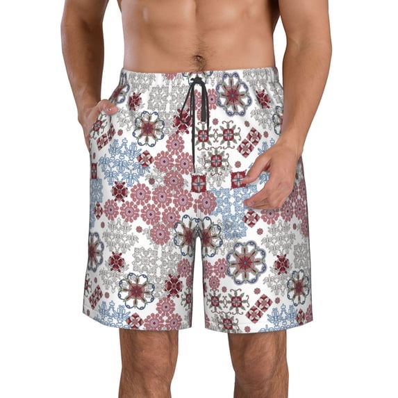 Kdxio Abstract Floral Pattern Mens Casual Shorts - Drawstring Summer Beach Sports Shorts for Men