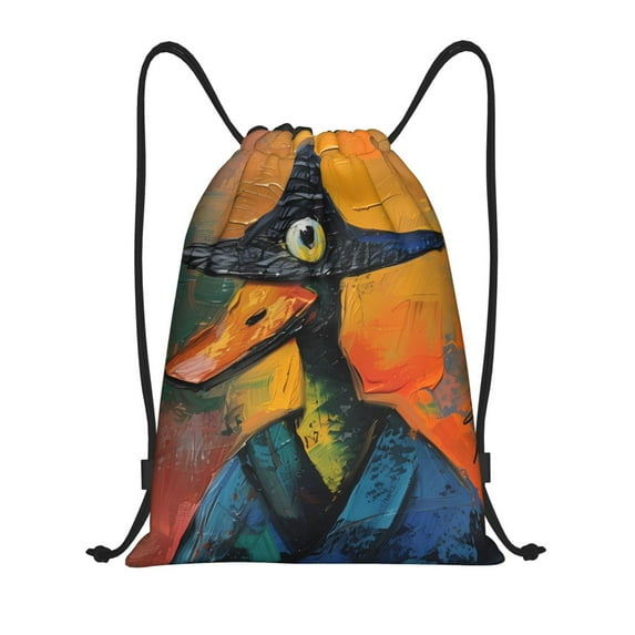 Kdxio Abstract Funny Duck Print Drawstring Backpack Bag,Waterproof Draw String Back Sack, Gym Drawstring Bags Swim Bag For Unisex