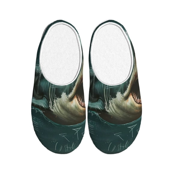 Kdxio Abstract Geometric Shark Women's Men's Slippers Plush Slip-On House Slipper for Winter Indoor Soft Cushion Non-slip Fluffy Slides Slippers-39/40
