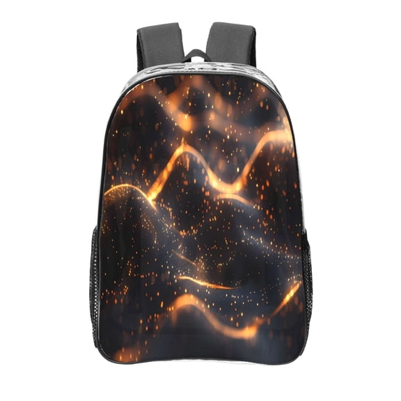 Kdxio Abstract Glowing Wave Pattern Clear Backpack, Transparent Bookbag for School for Women Men, Capacity Clear Bag for College, Travel