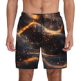 thumbnail image 1 of Kdxio Abstract Glowing Wave Pattern Print Men's Swim Trunks with Compression Liner 7 Inch Inseam Quick Dry Swim Shorts, 1 of 5