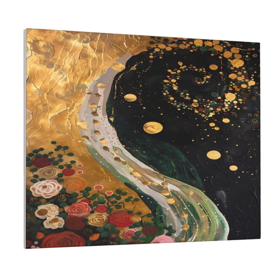 Kdxio Abstract Gold Floral Galaxy Pattern Canvas Wall Art for Living Room Wall Decor for Bedroom Bathroom Modern Framed Canvas Art Prints Ready to Hang,Horizontal