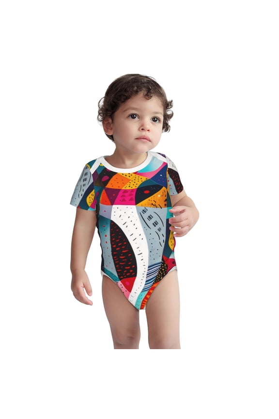 Abstract Jazz Instrumental Pattern Unisex Baby Cotton Short Sleeve Bodysuits-12 Months