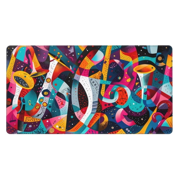 Kdxio Abstract Jazz Instrumental Print Large Gaming Mouse Pad,Non-Slip Base,Water Resist Keyboard Pad for Gamer,Office & Home,29.5 x 15.8 in