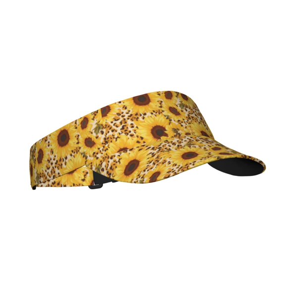 Kdxio Abstract Leopard Print Sunflower Print Sun Visor Hat Golf Visor Adjustable Velcro Outdoor Sports Cap for Men Women