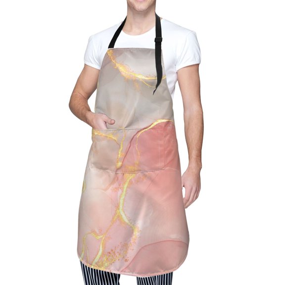 Kdxio Abstract Marble Texture Apron with Pockets Adjustable Kitchen Aprons for Men Women Waterproof Aprons for Cooking,Drawing,Crafting, Baking Household Cleaning