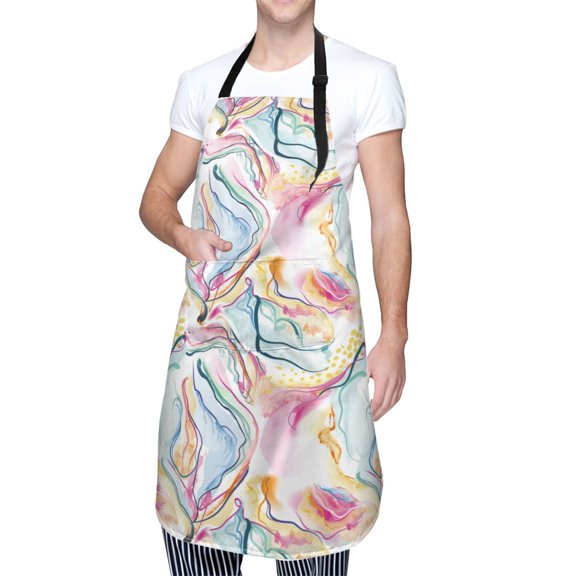Kdxio Abstract Marble Texture Apron with Pockets Adjustable Kitchen Aprons for Men Women Waterproof Aprons for Cooking,Drawing,Crafting, Baking Household Cleaning