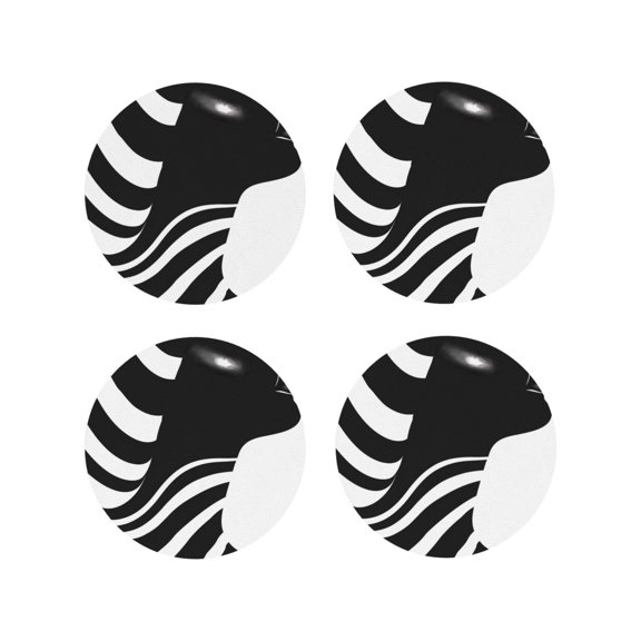 Kdxio Abstract Monochrome Profile Funny Coasters,4 Pcs Leather Coasters,Housewarming Gifts,Protect Furniture from Water Marks Scratch and Damage