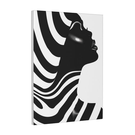 Kdxio Abstract Monochrome Profile Pattern Canvas Wall Art 12x16 Inches - Waterproof HD Print Solid Wood Frame for Living Room & Bathroom,Vertical