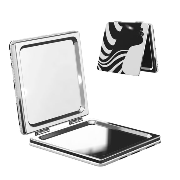 Kdxio Abstract Monochrome Profile Pocket Mirror, 1X/2X Travel Makeup Mirror 2-Sided Folding Small Mirror Portable Double-Sided Magnifying Cosmetic Mirror for Gift-Square