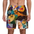 thumbnail image 1 of Kdxio Abstract Musical Faces Print Men's Swim Trunks with Compression Liner 7 Inch Inseam Quick Dry Swim Shorts, 1 of 5