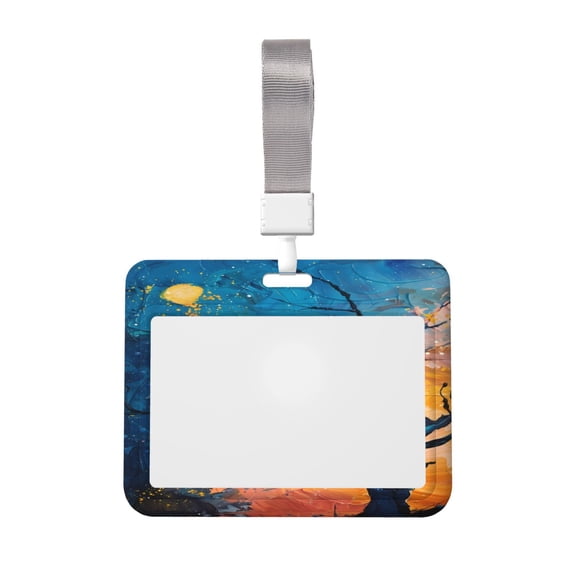 Kdxio Abstract Night Sky Tree Card Badge Holder Work Badge Sleeve for Office, School, Factory, ID Credit Cards, Driver Licenses and Passes