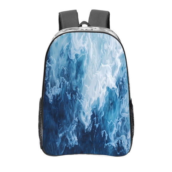 Kdxio Abstract Ocean Waves Clear Backpack, Transparent Bookbag for School for Women Men, Capacity Clear Bag for College, Travel