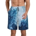 thumbnail image 1 of Kdxio Abstract Ocean Waves Pattern Mens Casual Shorts - Drawstring Summer Beach Sports Shorts for Men, 1 of 5