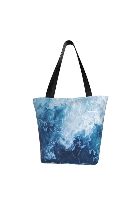 Abstract Ocean Waves Women Reusable Grocery Bags Foldable Ripstop,Reusable Shopping Bags for Shopping,Gym,Gift
