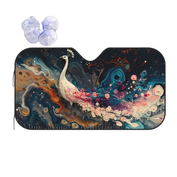 Kdxio Abstract Peacock Painting Print Front Windshield Sun Shade,Folding Auto Sunshade for Car Truck SUV-Small