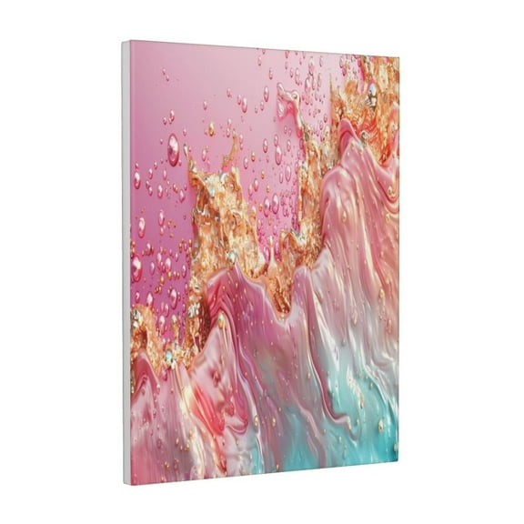 Kdxio Abstract Pink Gold Splash Pattern Canvas Wall Art 12x16 Inches - Waterproof HD Print Solid Wood Frame for Living Room & Bathroom,Vertical