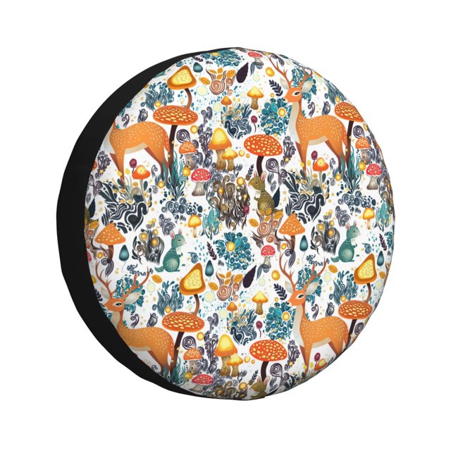 Kdxio Abstract Plants Mushroom Deer for Tire Cover Wheel Protectors