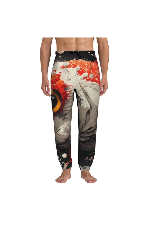 Abstract Red Koi Fish Art Pattern Joggers,Sweatpants for Men with Pockets-Small