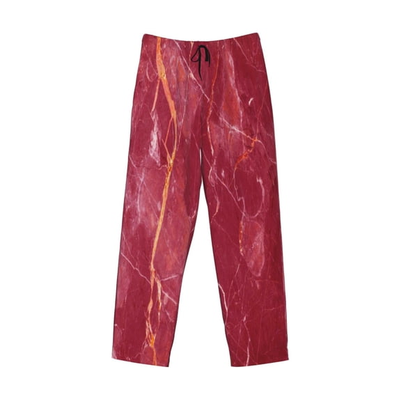 Kdxio Abstract Red Marble Print Men's Sleep Pajama Pant Lounge Pants with Pockets