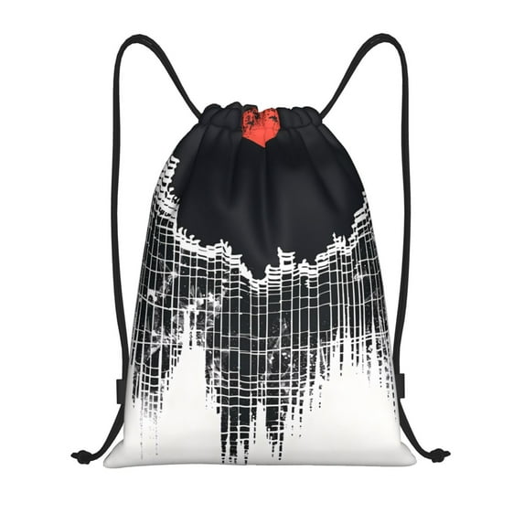 Kdxio Abstract Red Sun Design Print Drawstring Backpack Bag,Waterproof Draw String Back Sack, Gym Drawstring Bags Swim Bag For Unisex