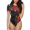 thumbnail image 1 of Kdxio Abstract Skull Guitar Art for Women's Short-Sleeved Onesie Stylish Round Neck Pajamas Bodysuit Jumpsuit Nightwear-Small, 1 of 7