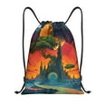 thumbnail image 1 of Kdxio Abstract Tree Castle Print Drawstring Backpack Bag,Waterproof Draw String Back Sack, Gym Drawstring Bags Swim Bag For Unisex, 1 of 1