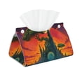thumbnail image 1 of Kdxio Abstract Tree Castle Print Tissue Box Cover,Modern PU Leather Rectangular Tissue Box Holder for Bathroom Living Room Bedroom Office Desk Car Home, 1 of 6