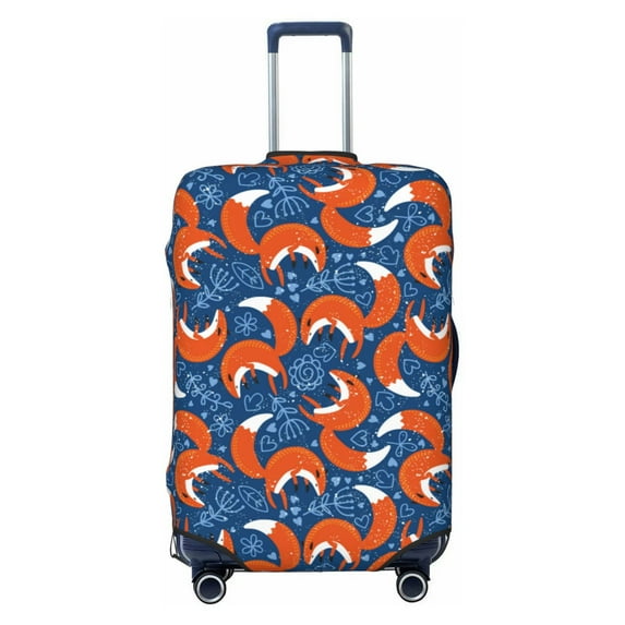Kdxio Abstract Vintage Fox and Plants Pattern Luggage Cover for Travel,Elastic and Durable,Fits 18-32 Inch,Anti-Scratch Suitcase Protector-No luggage included