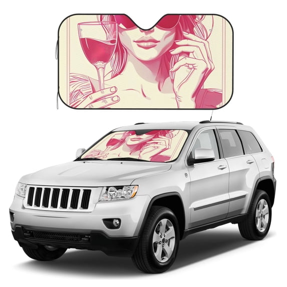 Kdxio Ace Of Diamonds Lady Print Windshield Sun Shade, Foldable Sun Blocker for Car,Truck,SUV Automotive Interior Sun Protection,Reflective Shade for Front Windshield(Small)