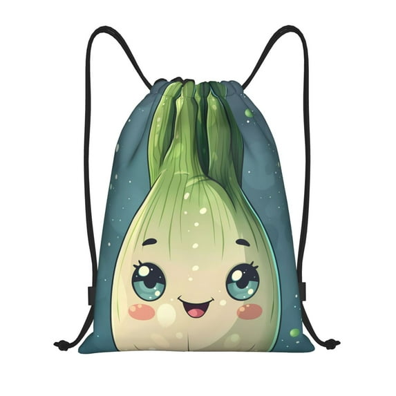 Kdxio Adorable Kawaii Fennel Character Print Drawstring Backpack Bag,Waterproof Draw String Back Sack, Gym Drawstring Bags Swim Bag For Unisex