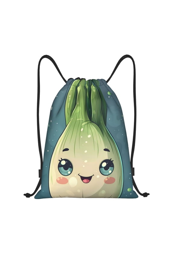 Adorable Kawaii Fennel Character Print Drawstring Backpack Bag,Waterproof Draw String Back Sack, Gym Drawstring Bags Swim Bag For Unisex