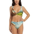 thumbnail image 1 of Kdxio Adorable Puppy Basket Print Women's 2 Piece High Waisted Wrap Spaghetti Strap Summer Swimsuit Bikini Set-X-Large, 1 of 5