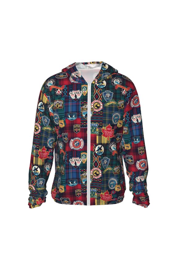 Adventure Camping Badge Print Women Men Sun Protection UPF 50+ Jackets Zip Up Long Sleeve Hoodie Hiking Lightweight with Pockets