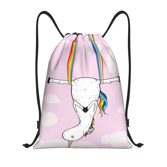 Kdxio Aerial Yoga for Unicorn Print Drawstring Backpack Bag,Waterproof Draw String Back Sack, Gym Drawstring Bags Swim Bag For Unisex
