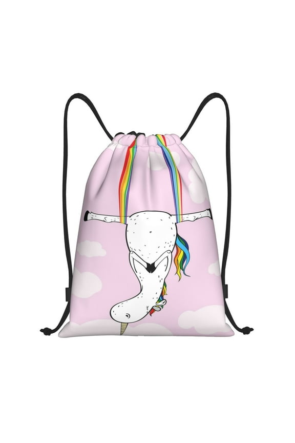 Aerial Yoga for Unicorn Print Drawstring Backpack Bag,Waterproof Draw String Back Sack, Gym Drawstring Bags Swim Bag For Unisex