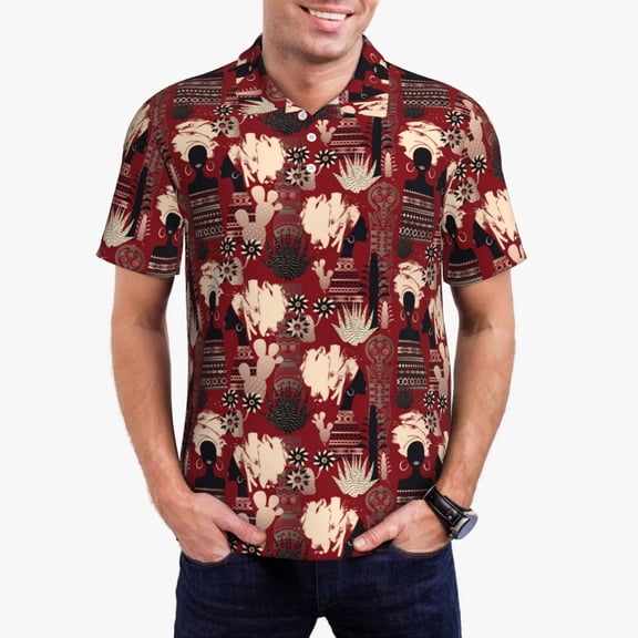 Kdxio African Women A Print Men's Short Sleeve Polo Shirt,Midweight Men's Shirt-Medium
