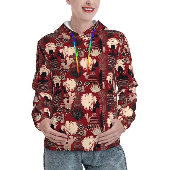 Kdxio African Women A Print Womens Oversized Hoodies Sweatshirts Hooded Pullover Tops Sweaters Casual-Small