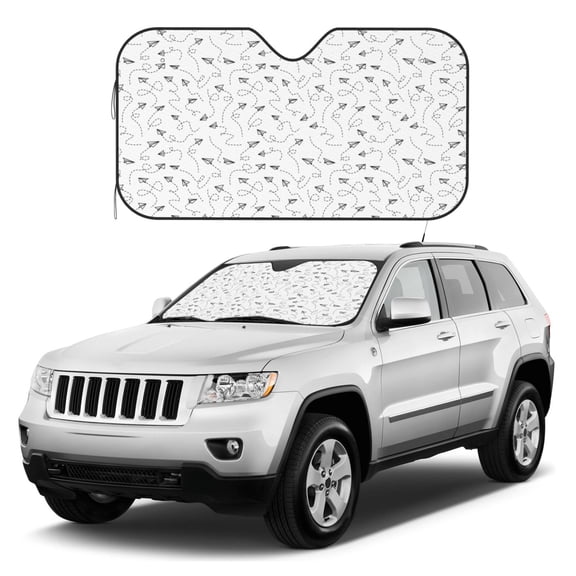 Kdxio Airplane Print Windshield Sun Shade, Foldable Sun Blocker for Car,Truck,SUV Automotive Interior Sun Protection,Reflective Shade for Front Windshield(Medium)