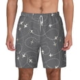 thumbnail image 1 of Kdxio Airplane Routes Around The World Print Men'S Swim Trunks With Compression Liner 7 Inch Inseam Quick Dry Swim Shorts, 1 of 7