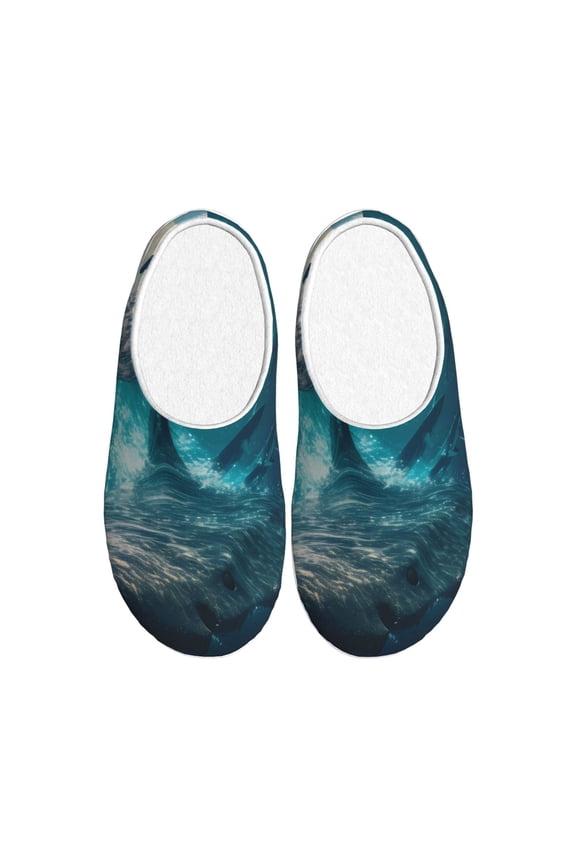 Airplane Shark Women's Men's Slippers Plush Slip-On House Slipper for Winter Indoor Soft Cushion Non-slip Fluffy Slides Slippers-35/36