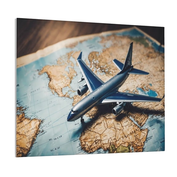 Kdxio Airplane World Map Adventure Pattern Canvas Wall Art for Living Room Wall Decor for Bedroom Bathroom Modern Framed Canvas Art Prints Ready to Hang,Horizontal