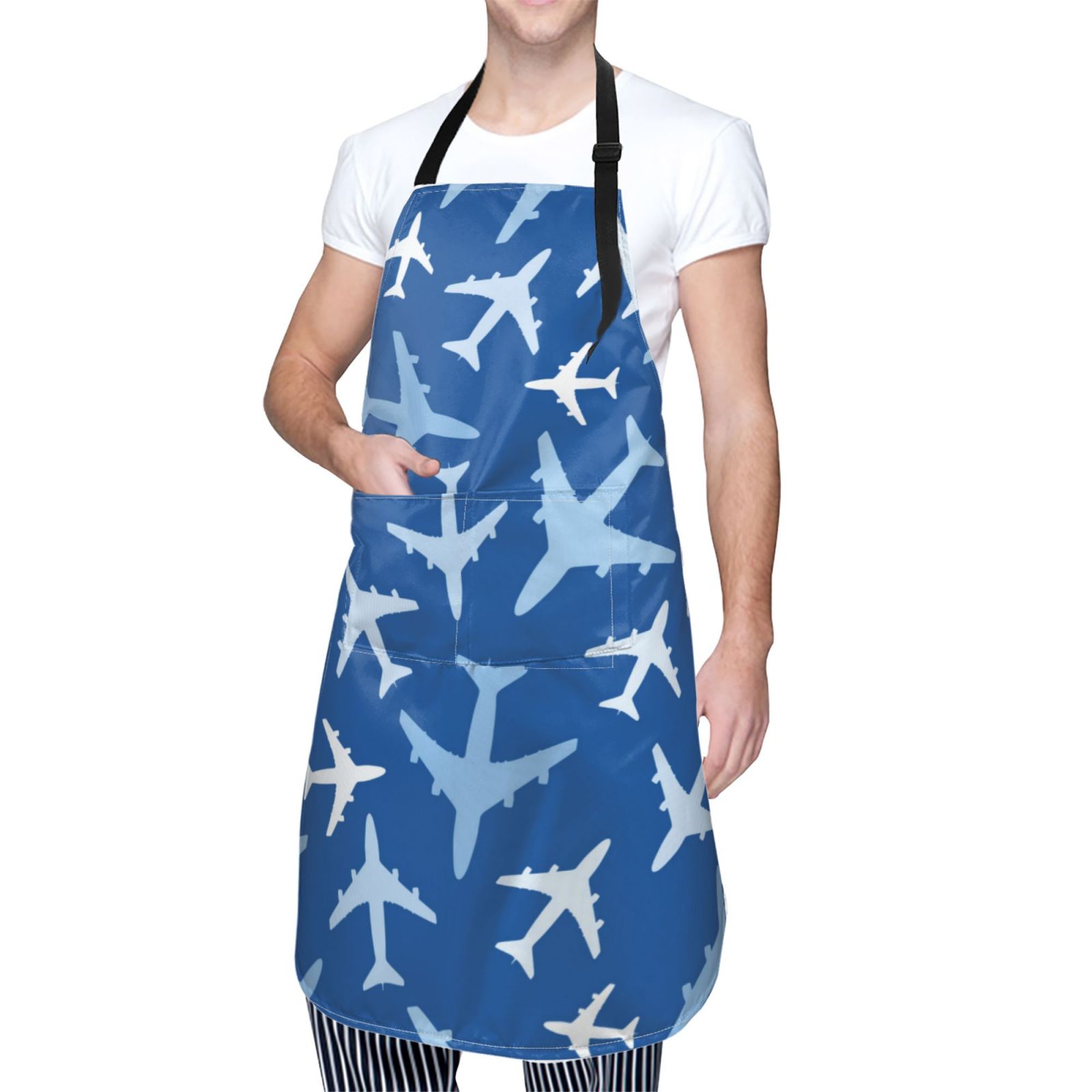 Kdxio Airplanes in the Sky Apron with Pockets Adjustable Kitchen Aprons for Men Women Waterproof Aprons for Cooking,Drawing,Crafting, Baking Household Cleaning