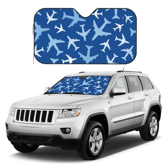 Kdxio Airplanes in the Sky Print Windshield Sun Shade, Foldable Sun Blocker for Car,Truck,SUV Automotive Interior Sun Protection,Reflective Shade for Front Windshield(Medium)