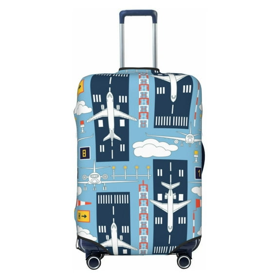 Kdxio Airplanes and Aviation Signs Pattern Luggage Cover for Travel,Elastic and Durable,Fits 18-32 Inch,Anti-Scratch Suitcase Protector