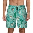 thumbnail image 1 of Kdxio Alapaca In Boho Print Men'S Swim Trunks With Compression Liner 7 Inch Inseam Quick Dry Swim Shorts, 1 of 7